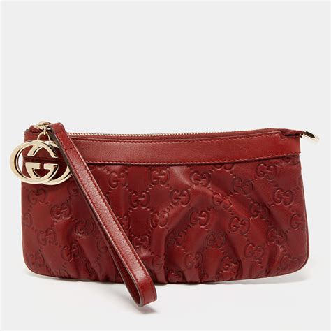 gucci guccissima wristlet red|Gucci wristlet on sale.